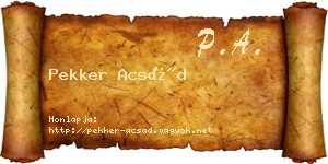Pekker Acsád névjegykártya